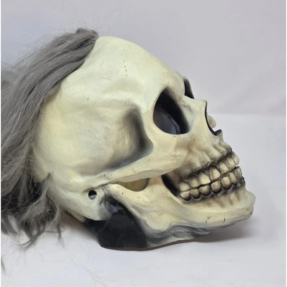 Vintage 1997 Paper Magic Group Skull Mask Grey Hair Halloween Horror Prop 97